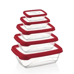 Ensemble de boite de conservation 5 pièces rouge Herzberg HGL763-RED