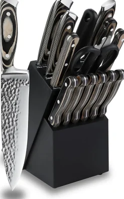 Ensemble de couteaux de cuisine 15 pièces avec bloc