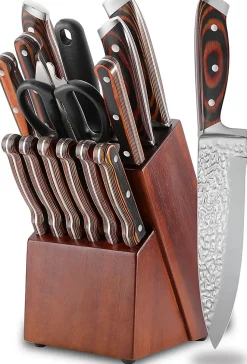 Ensemble de couteaux de cuisine 15 pièces avec bloc