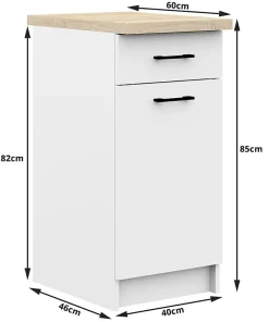 Ensemble De Cuisine AKORD OLIWIA Blanc 240 cm 11 portes 1 tiroir façade Blanche 240x46x203 cm