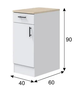 Ensemble de cuisine avec 7 éléments coloris blanc brillant/chêne canadien