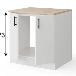 Ensemble de cuisine avec 7 éléments coloris blanc brillant/chêne canadien