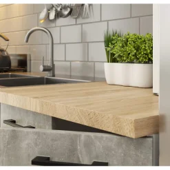 Ensemble de cuisine vitré AKORD OLIWIA 3.0m Blanc 300 cm 11 portes 1 tiroir façade Béton 300x46x203 cm