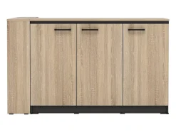 Ensemble îlot central de cuisine + 2 tabourets - Noir et naturel clair - NUSICE