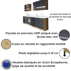 Ensemble Meubles De Cuisine 7 éléments 260 Cm Bois Bleu Mat Sans Plan De Travail