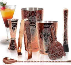 Ensemble Shaker à Cocktail 7 Pièces Cuivre