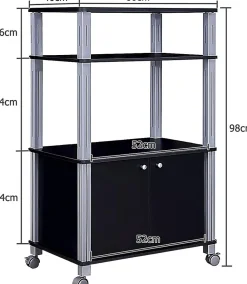 Etagere de Cuisine Etagere de Micro Ondes et Four en MDF Robuste Meuble Rangement a roulettes avec Tiroir Noir