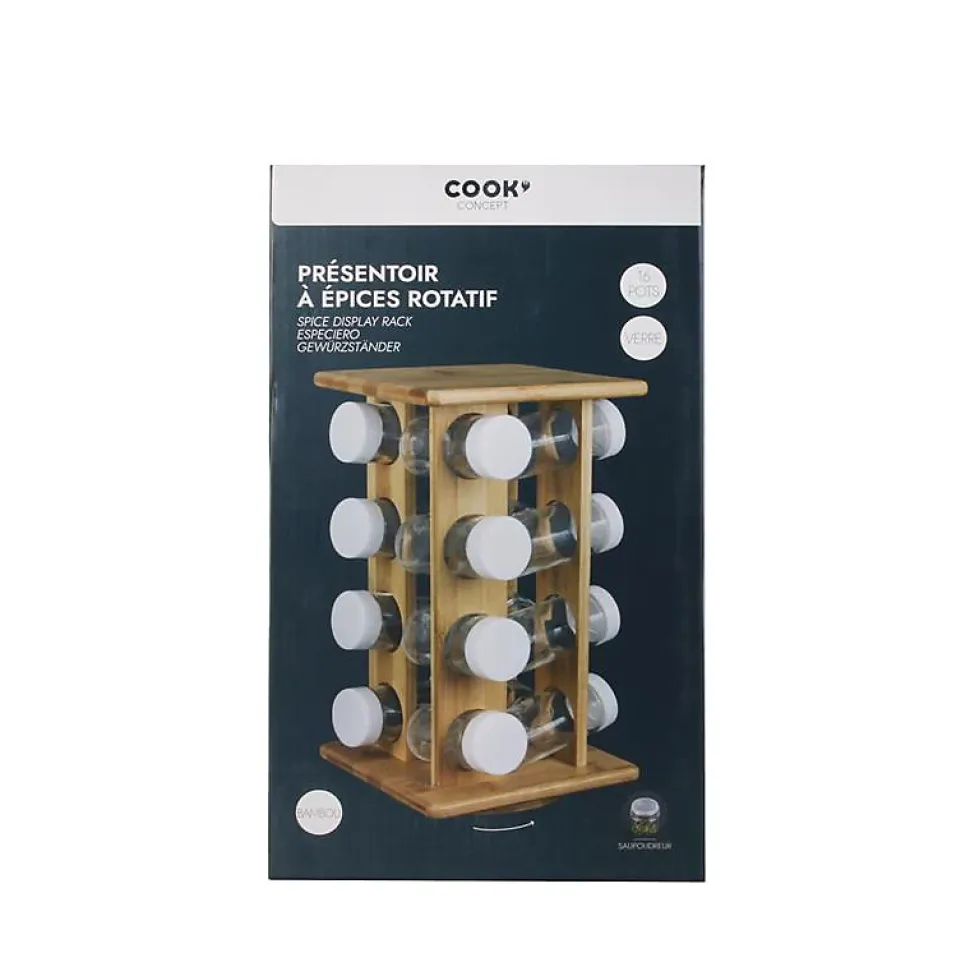 Etagère à épices en bambou Cook - 16 Pots