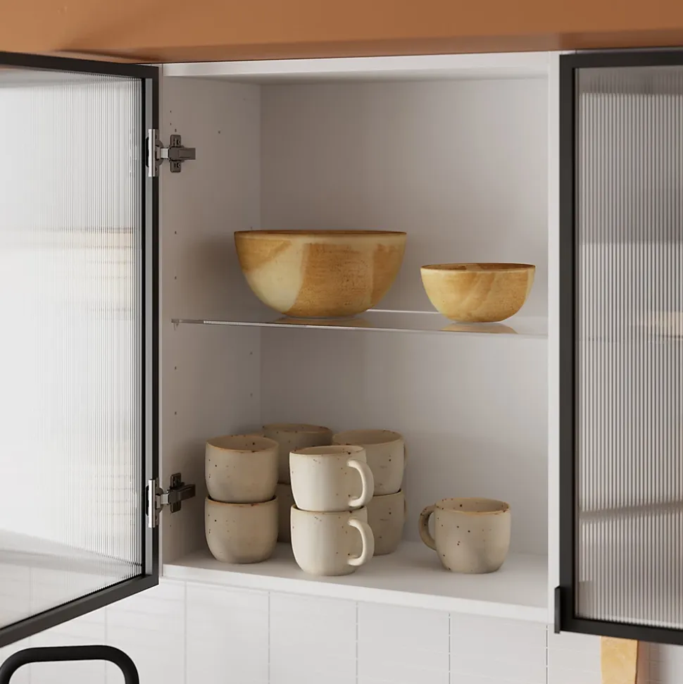 Etagère en verre pour caisson haut de cuisine GoodHome Cicely l. 45.85 cm x P.27.35 cm, 2 pièces