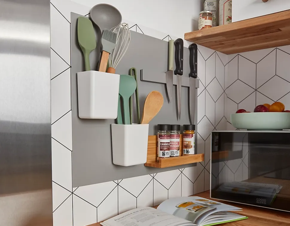 Etagère magnétique GoodHome Pecel bambou l. 25,5 x P. 10 cm