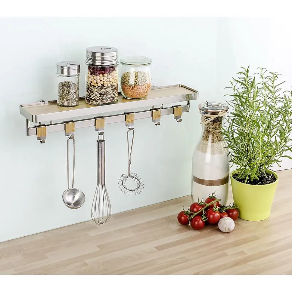 Etagère porte épices en bambou avec barre Alina