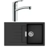 Evier 1 bac 840 HANSGROHE S52 synthèse noir + robinet de cuisine HANSGROHE Focus M41 160 chromé