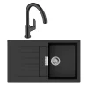 Evier 1 bac 840 HANSGROHE S52 synthèse noir + robinet de cuisine HANSGROHE Vernis Blend M35 210 noir mat