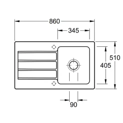 Evier 1 bac 86 x 51 cm VILLEROY ET BOCH Architectura 50 Blanc