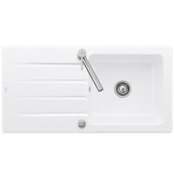 Evier 1 bac 100 x 51 cm VILLEROY ET BOCH Architectura 60 Blanc + Robinet cuisine GROHE Bauloop