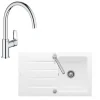 Evier 1 bac 86 x 51 cm VILLEROY ET BOCH Architectura 50 Blanc + Robinet cuisine GROHE Bauloop