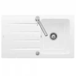 Evier 1 bac 86 x 51 cm VILLEROY ET BOCH Architectura 50 Blanc + Robinet cuisine GROHE Bauloop