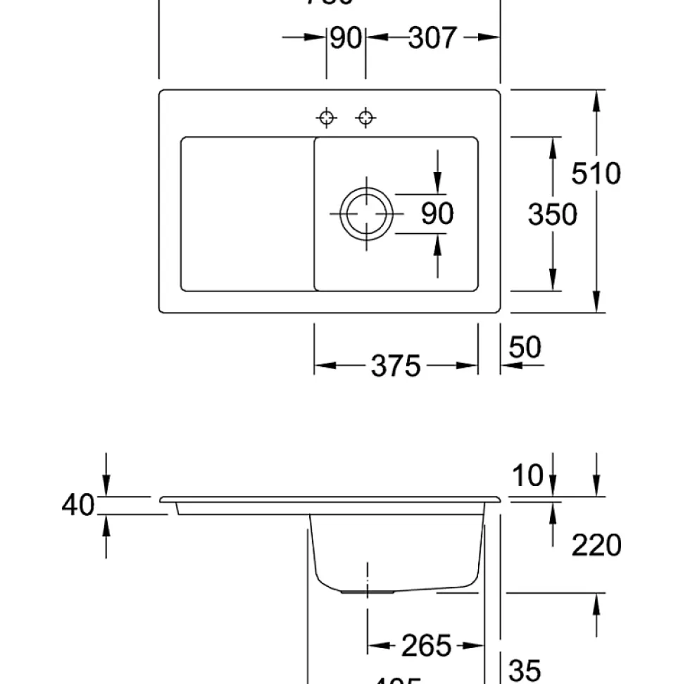 Evier 1 bac avec egouttoir a droite VILLEROY ET BOCH Subway Pure 45 78 x 51 cm Blanc vidage automatique inclus