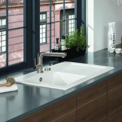 Evier 1 bac avec egouttoir a gauche VILLEROY ET BOCH Subway Pure 45 78 x 51 cm Blanc vidage automatique inclus