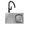 Evier 1 bac HANSGROHE S21 inox + robinet de cuisine HANSGROHE Vernis Blend M35 210 noir mat