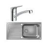 Evier 1 bac HANSGROHE S44 inox + robinet de cuisine HANSGROHE Logis M31 120 chromé