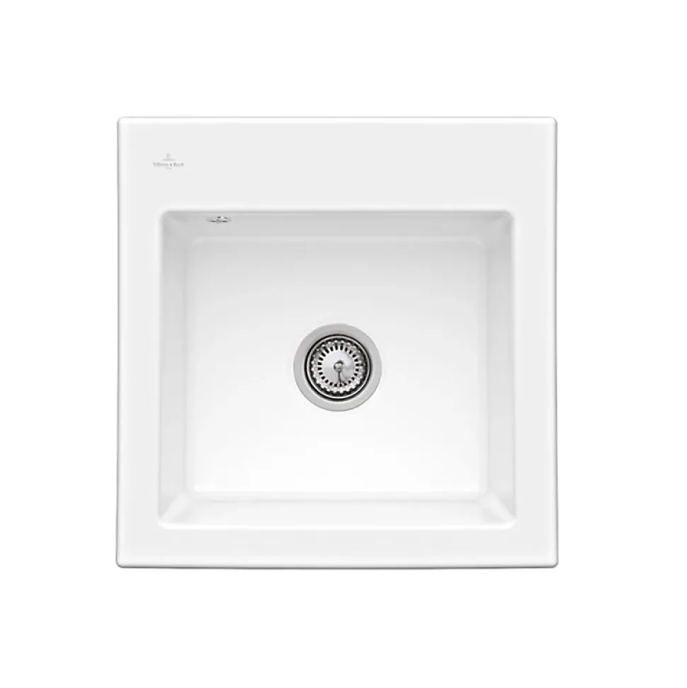 Evier 1 bac VILLEROY ET BOCH Subway 50 S 52,5 x 51 cm sans egouttoir Blanc CeramicPlus avec vidage manuel