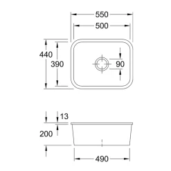 Evier 1 bac VILLEROY ET BOCH Cisterna 60C Chromite CeramicPlus avec vidage manuel