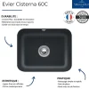 Evier 1 bac Villeroy et Boch Cisterna 60C Pure Black CeramicPlus