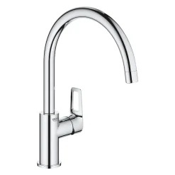 Evier 1 bac VILLEROY ET BOCH Tudor + mitigeur cuisine GROHE Bauloop bec haut