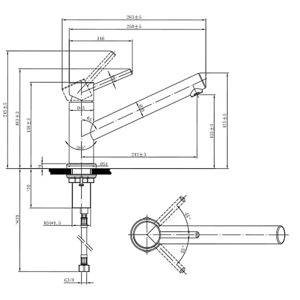 Evier 1 bac VILLEROY ET BOCH Architectura 60 vidage auto + Robinet de cuisine Como Window Acier Massif