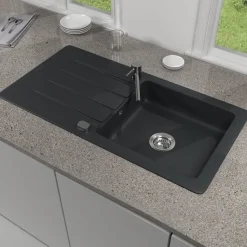 Evier 1 bac VILLEROY ET BOCH Architectura 60 Pure Black avec vidage automatique