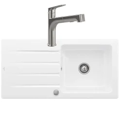 Evier 1 bac VILLEROY ET BOCH Architectura 60 + Robinet de cuisine Junis Sky Shower