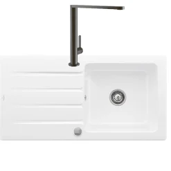 Evier 1 bac VILLEROY ET BOCH Architectura 60 vidage auto + Robinet de cuisine Finera Anthracite