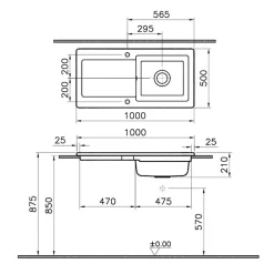 Evier 1 cuve avec égouttoir et vidage manuel VITRA Arkitekt noir mat