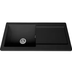 Evier 1 cuve avec égouttoir et vidage manuel VITRA Arkitekt noir mat