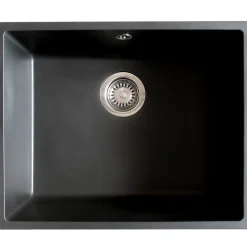 Evier 1 cuve seule 54x44 en résine noir Essebagno Sierra