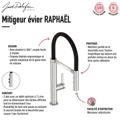 Evier à encastrer 1 bac et demi JACOB DELAFON Gaspard + robinet cuisine Raphaël