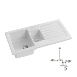 Evier à encastrer 1 bac et demi JACOB DELAFON Gaspard avec système de vidage