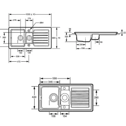 Evier à encastrer 1 bac et demi JACOB DELAFON Gaspard avec système de vidage