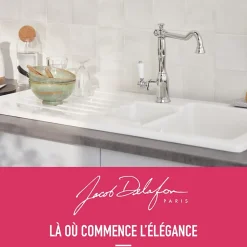 Evier à encastrer 1 bac et demi JACOB DELAFON Gaspard + robinet de cuisine Louise