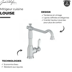 Evier à encastrer 1 bac et demi JACOB DELAFON Gaspard + robinet de cuisine Louise