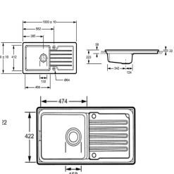 Evier à encastrer 1 bac JACOB DELAFON Gaspard + robinet cuisine Louise