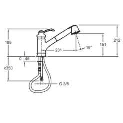 Evier à encastrer 1 bac JACOB DELAFON Gaspard + robinet cuisine Fairfaix avec douchette