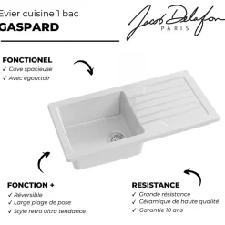 Evier à encastrer 1 bac JACOB DELAFON Gaspard + robinet cuisine Raphaël