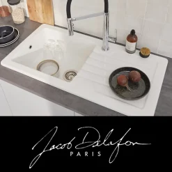 Evier à encastrer 1 bac JACOB DELAFON Gaspard + robinet cuisine Raphaël