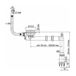 Evier à encastrer 1 bac JACOB DELAFON Gaspard avec système de vidage