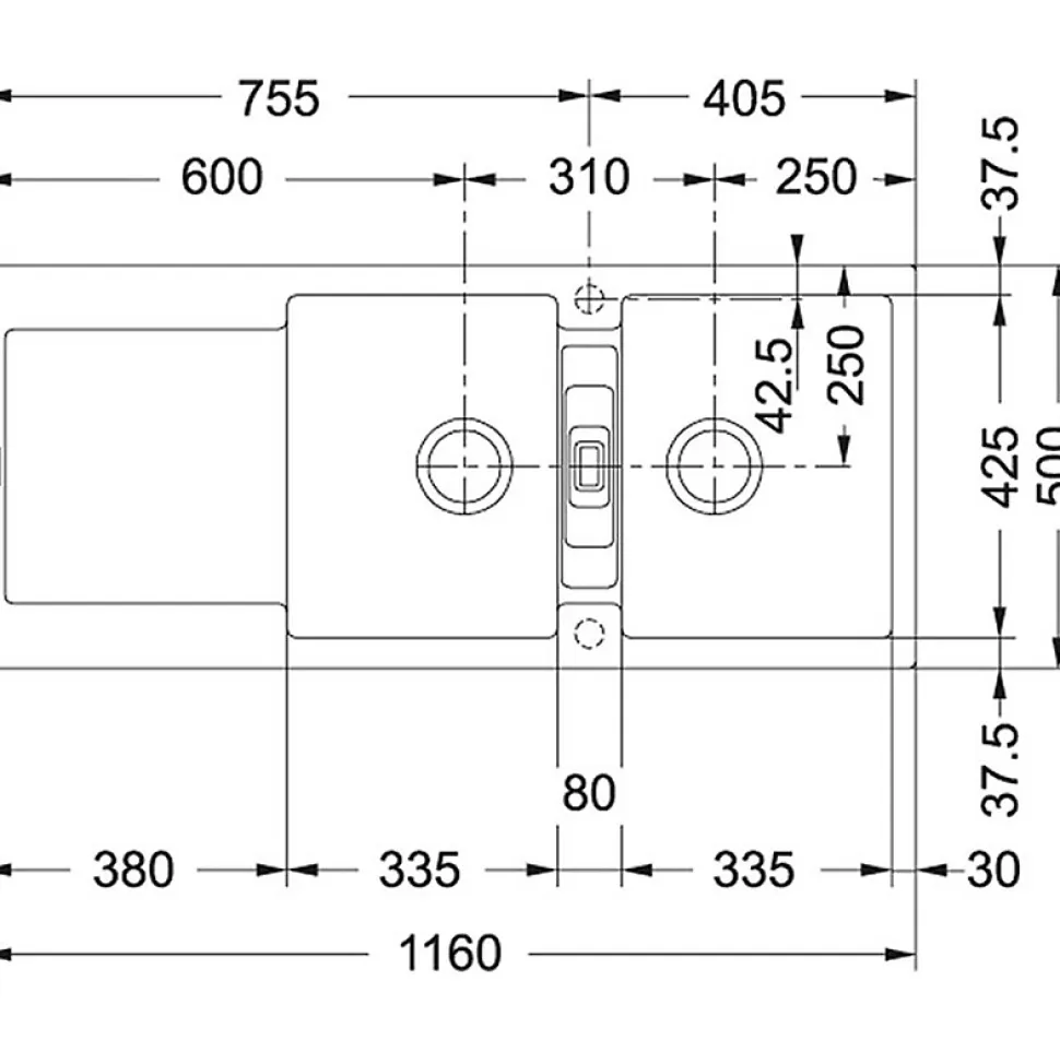Evier à encastrer 90cm onyx avec siphon Franke 459471 maris mrg 621