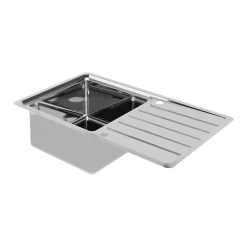 Evier à encastrer en acier inoxydable 1 bac et égouttoir l. 50,5 x L.86,5 x P. 21,5 cm GoodHome Quassia