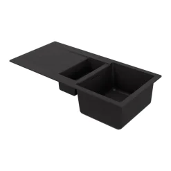 Evier à encastrer en composite quartz noir 1,5 bacs et égouttoir l. 50 x H. 30,4 x P. 19,7 cm GoodHome Torla