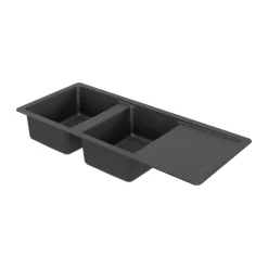 Evier à encastrer en composite quartz 2 bacs et égouttoir L. 116 x l. 50 x H. 28,2 cm GoodHome Alland